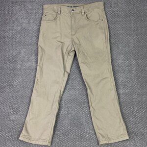 Duluth Trading Co Flex Fire Hose Pants Men's 34 x 28 Slim Fit Khaki Tan Stretch